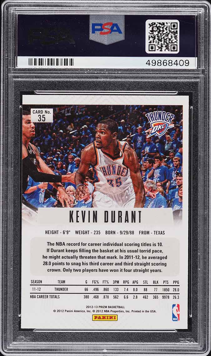 2012 Panini Prizm Silver Kevin Durant #35 PSA 9 MINT