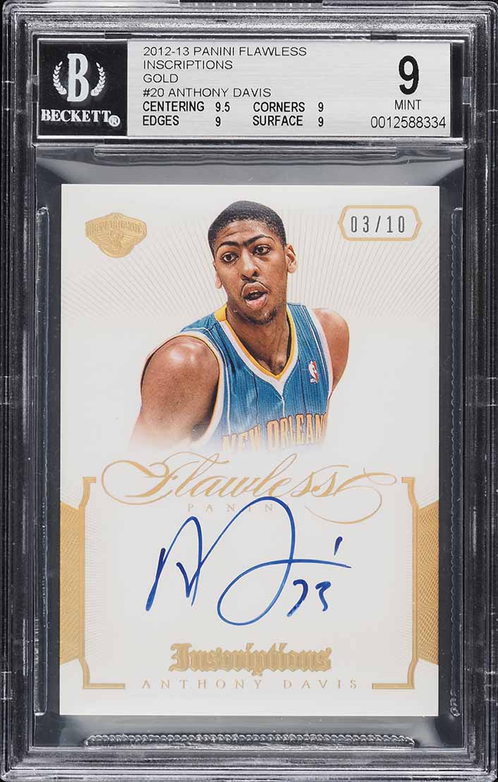 2012 Panini Flawless Inscriptions Gold Anthony Davis ROOKIE AUTO /10 #20 BGS 9