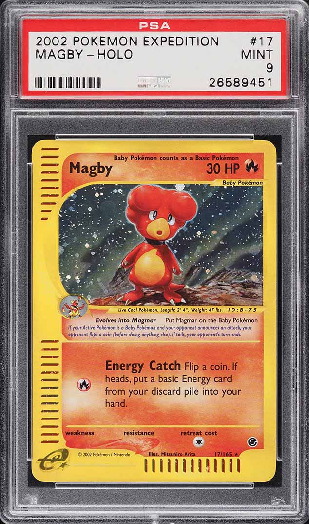 2002 Pokemon Expedition Holo Magby #17 PSA 9 MINT