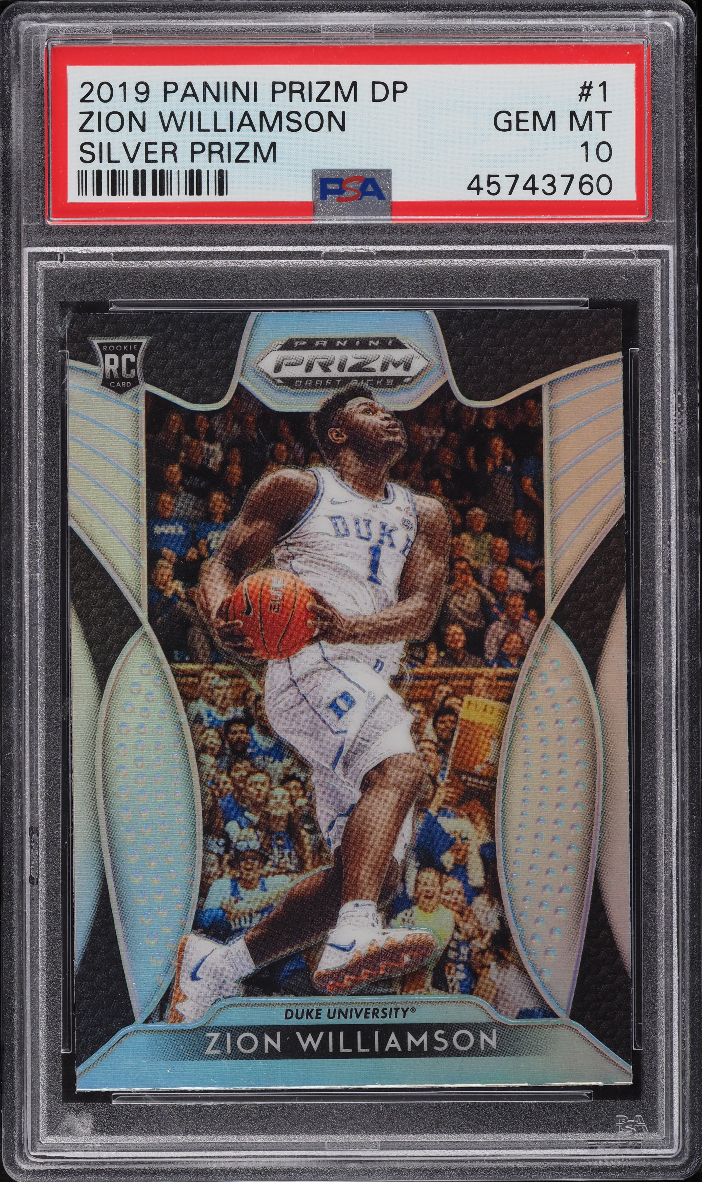 2019 Panini Prizm Draft Silver Prizms Zion Williamson ROOKIE RC #1