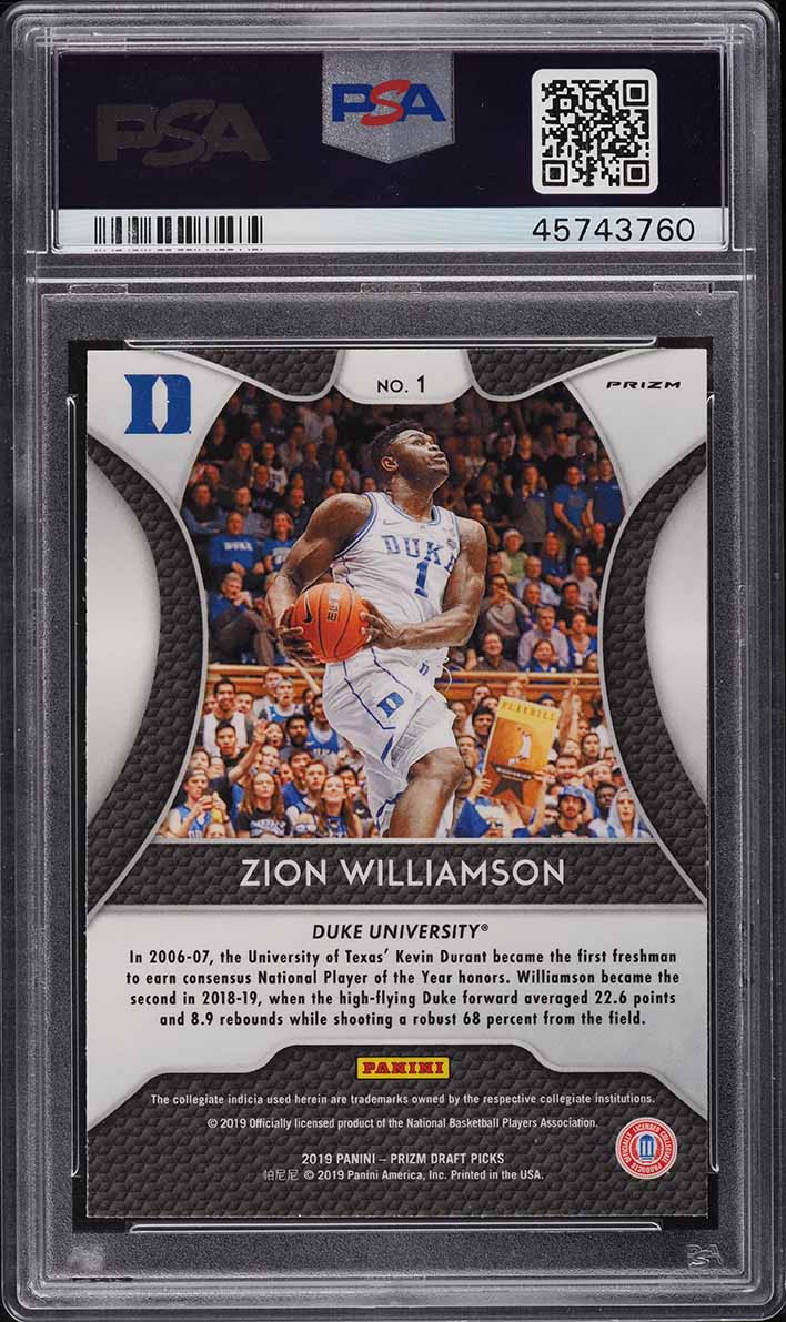 2019 Panini Prizm Draft Silver Prizms Zion Williamson ROOKIE RC #1