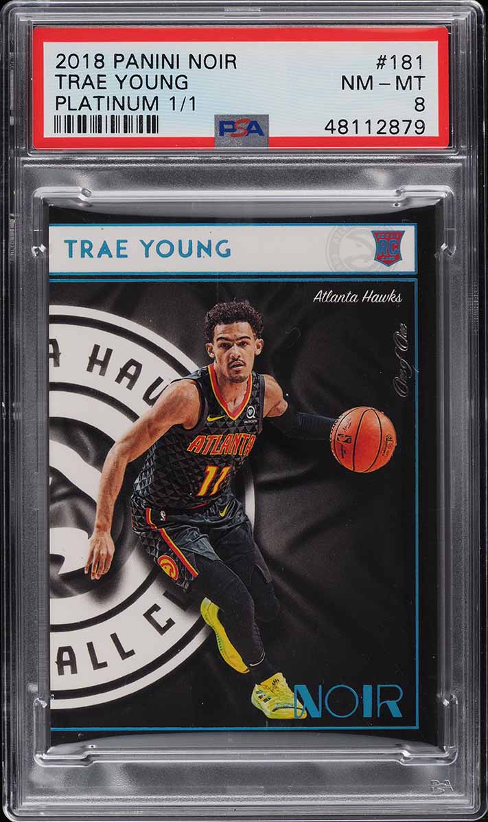 2018 Panini Noir Platinum Trae Young ROOKIE RC 1/1 #181 PSA 8 NM-MT