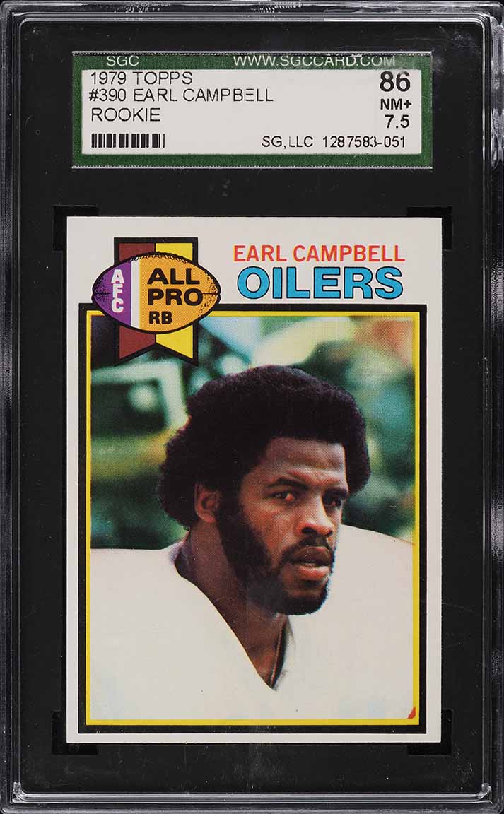 1979 Topps Football Earl Campbell ROOKIE #390 SGC 7.5 NRMT+