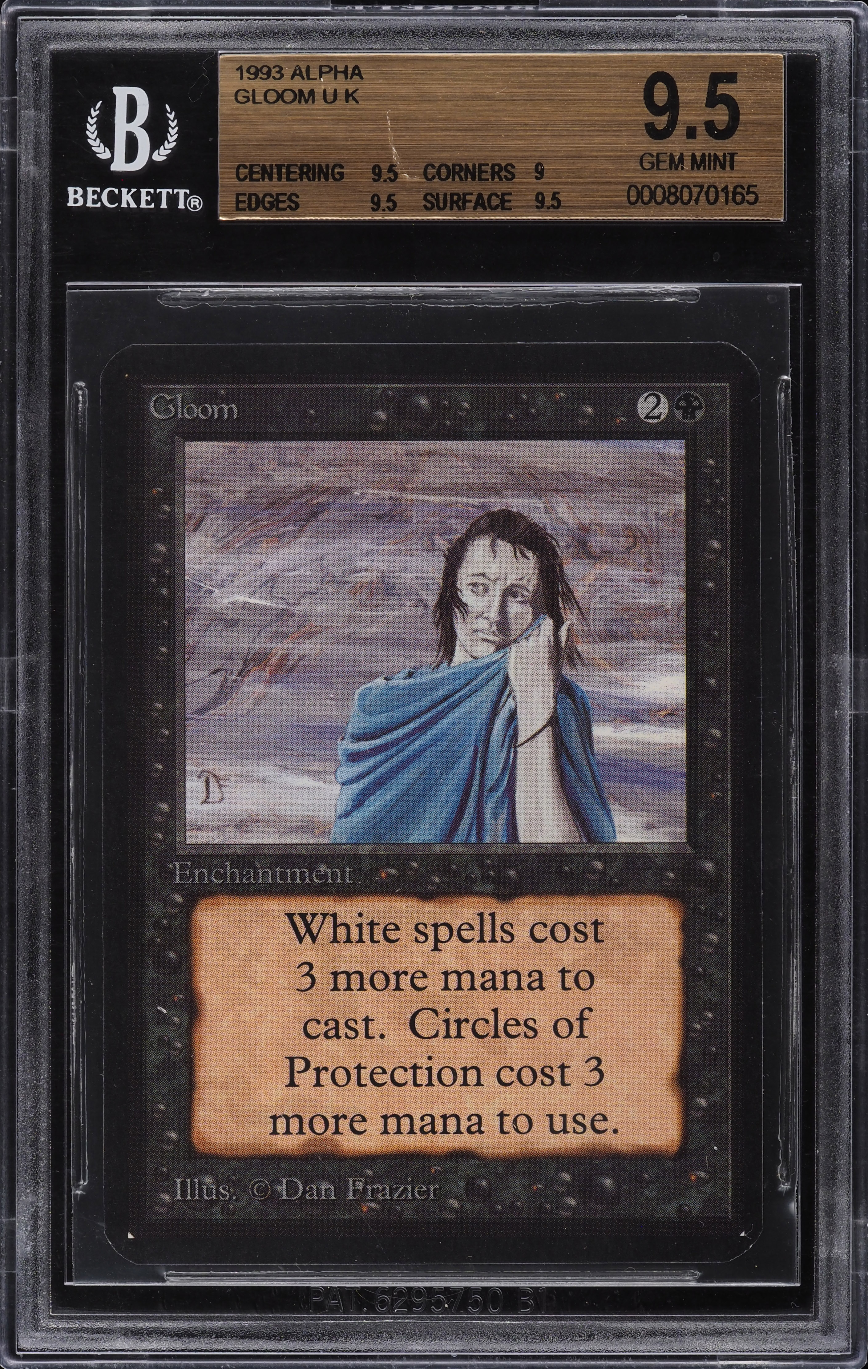 Gloom エンチャントメント マジック：ザ・ギャザリング 1993 Magic The Gathering MTG Alpha Gloom U K BGS 9.5 GEM MINT on