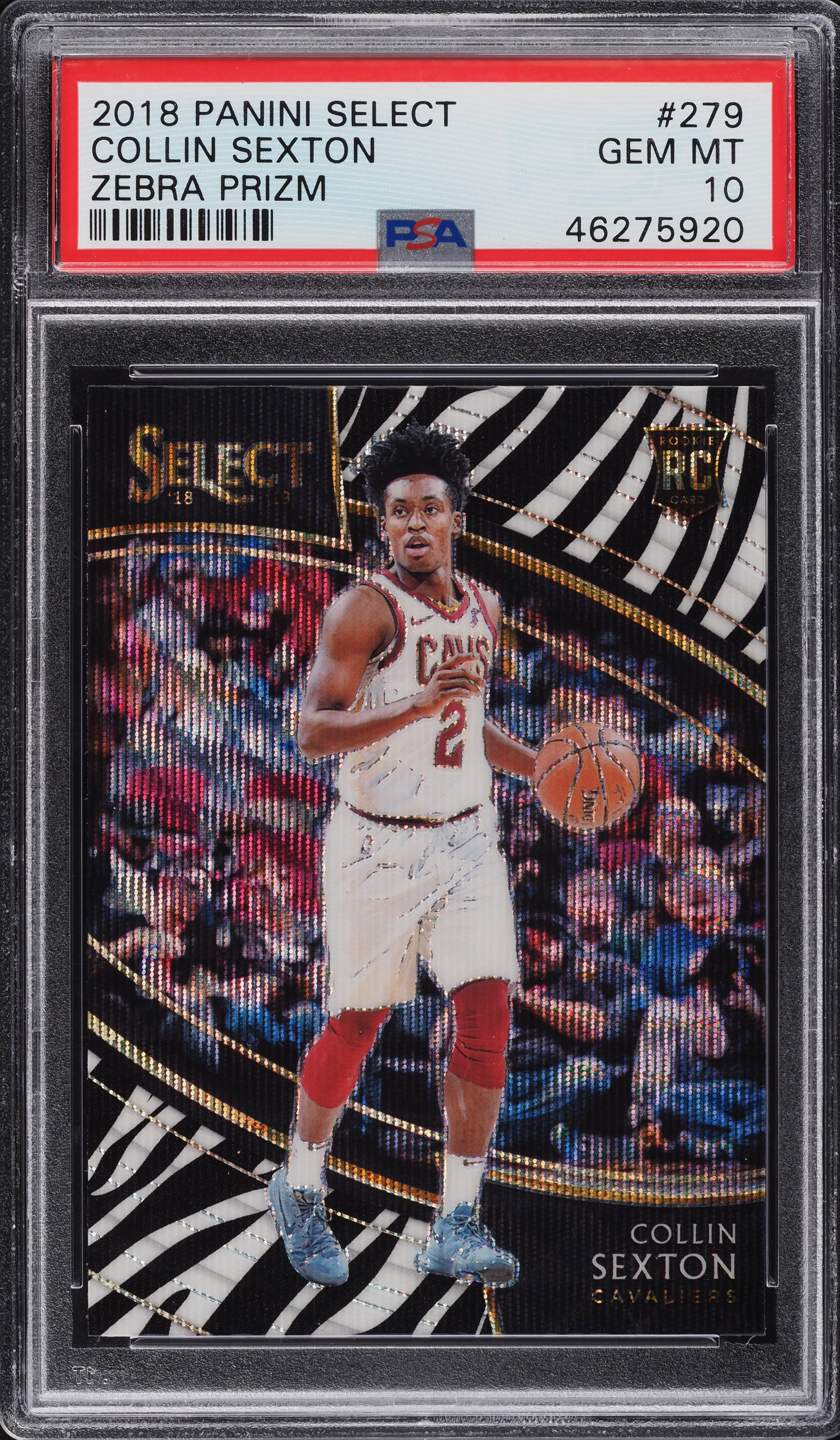 2018 Select Courtside Zebra Prizm Collin Sexton ROOKIE #279 PSA 10