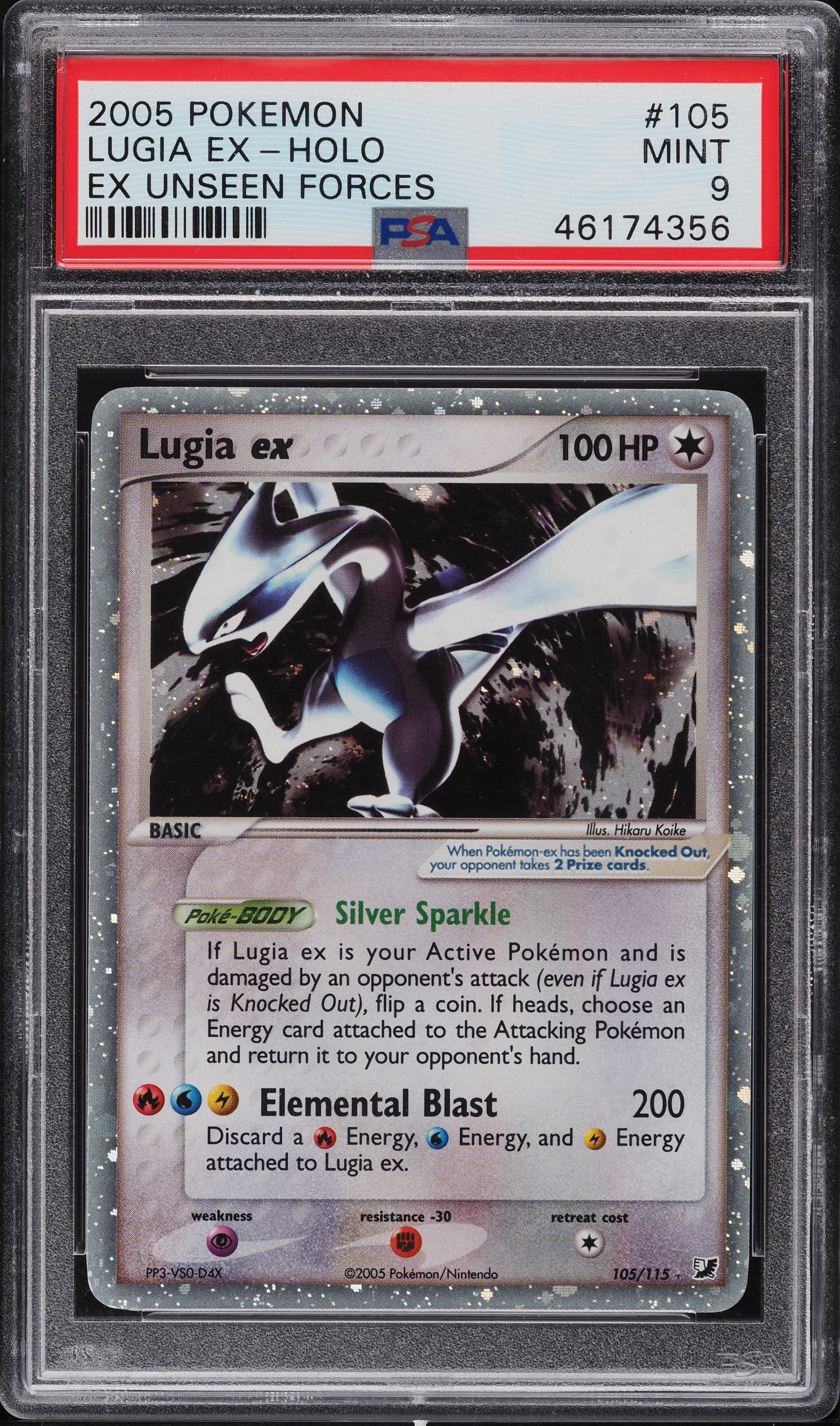 2005 Pokemon Unseen Forces EX Holo Lugia #105 PSA 9 MINT on 