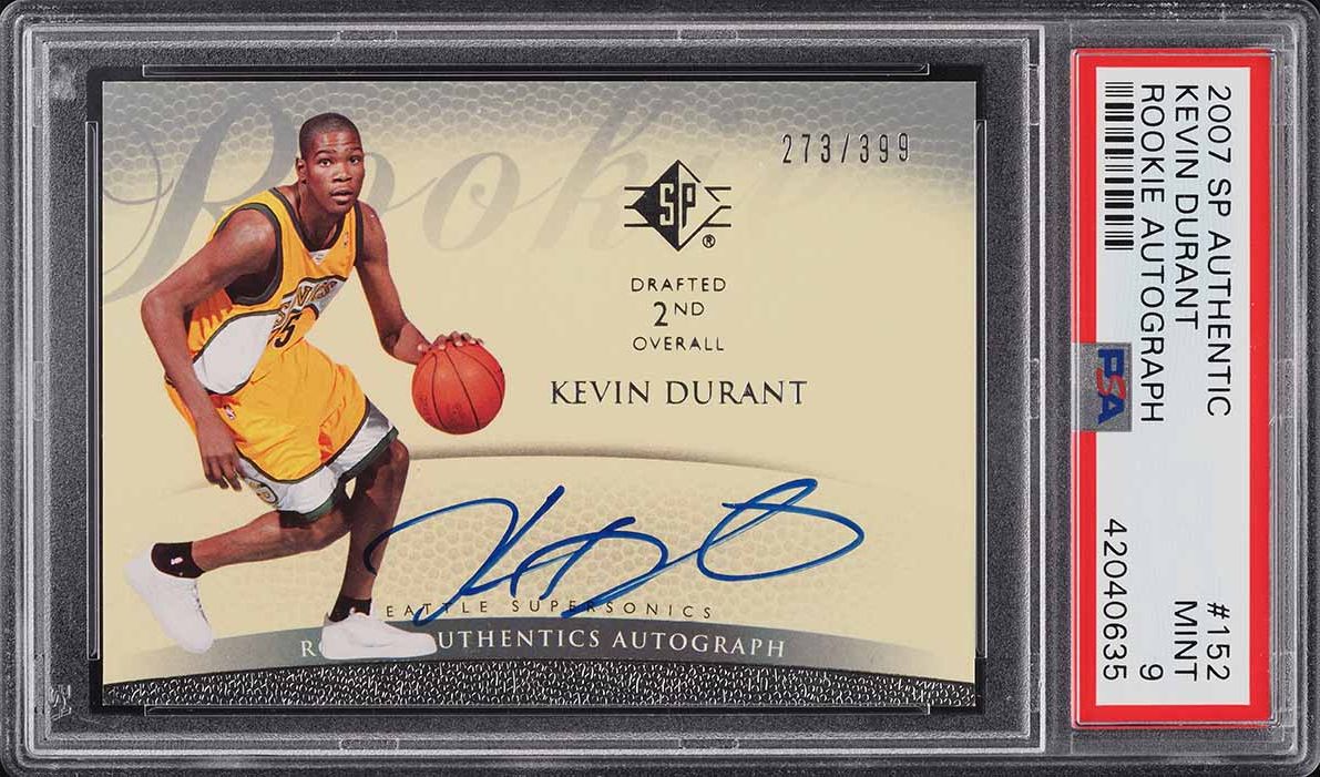 2007 SP Authentic Kevin Durant ROOKIE AUTO /399 #152 PSA 9 MINT on 