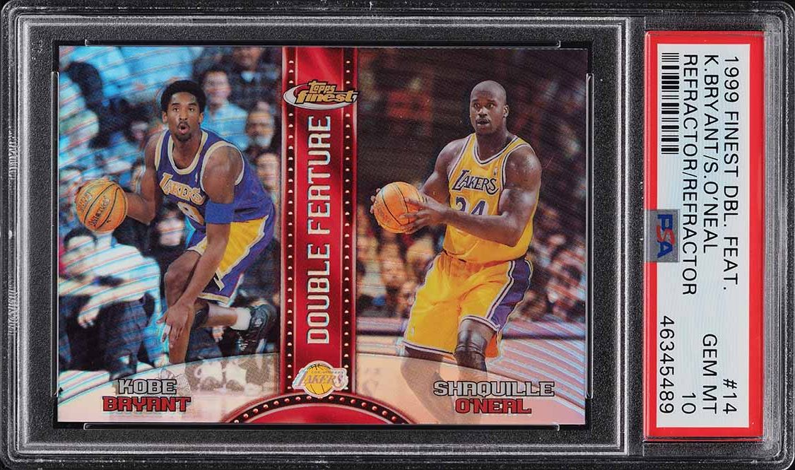 1999 Finest Double Feature Dual Refractors Kobe Bryant Shaq O'Neal #14 PSA 10