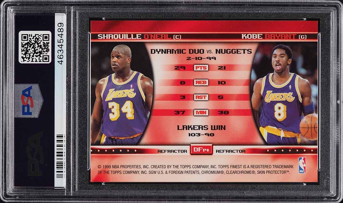 1999 Finest Double Feature Dual Refractors Kobe Bryant Shaq O'Neal #14 PSA 10