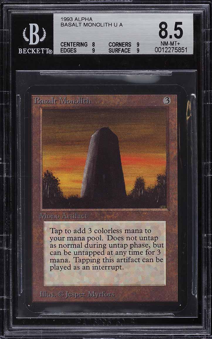 1992 Magic The Gathering MTG Alpha Basalt Monolith U A BGS 1992 Magic The Gathering MTG Alpha Basalt Monolith U A BGS
