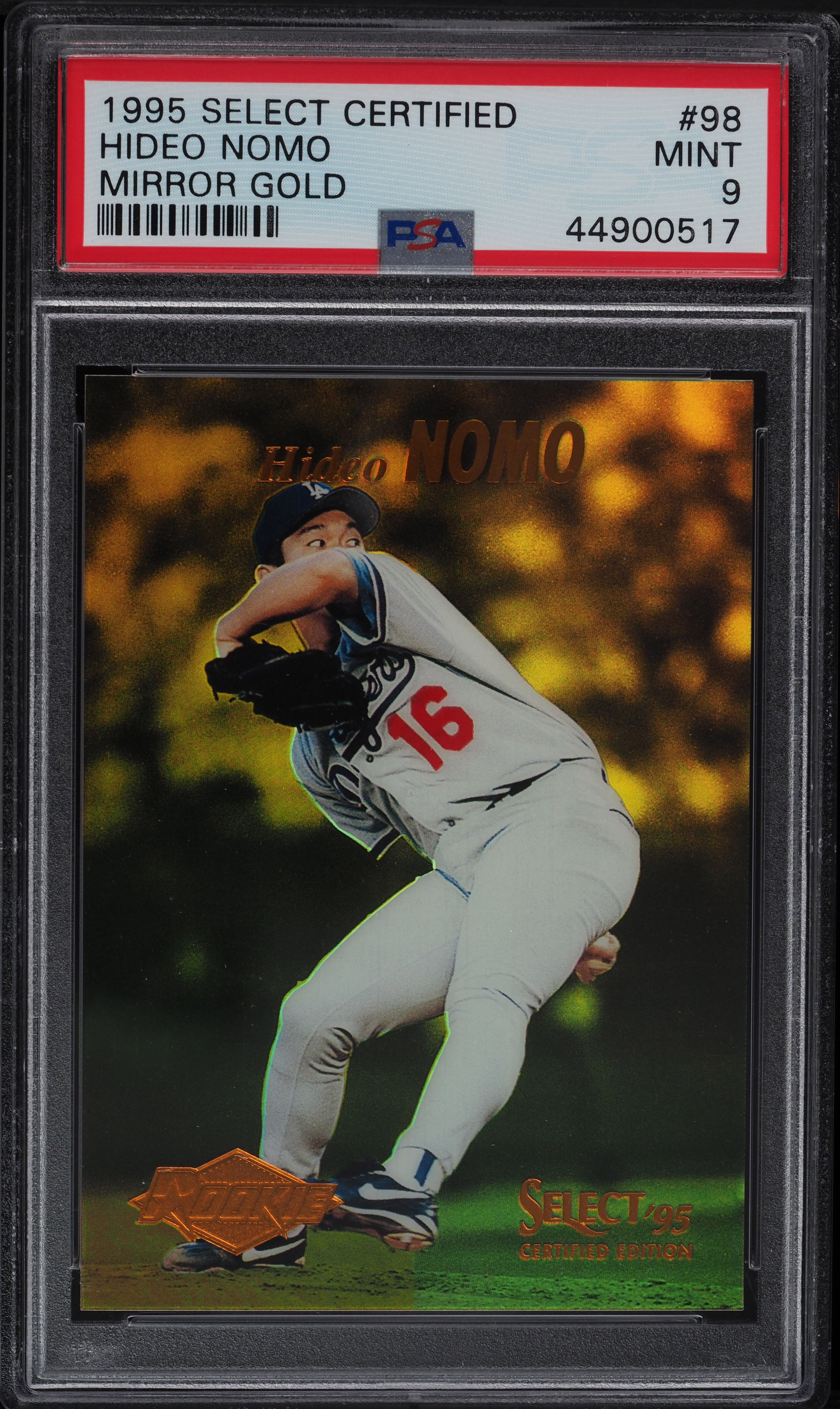 1995 Select Certified Mirror Gold Hideo Nomo ROOKIE /30 #98 PSA 9