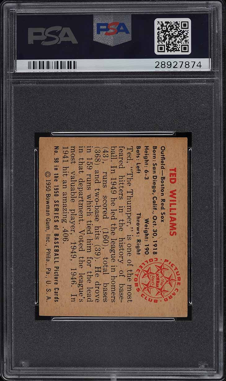 1950 Bowman Ted Williams #98 PSA 4 VGEX