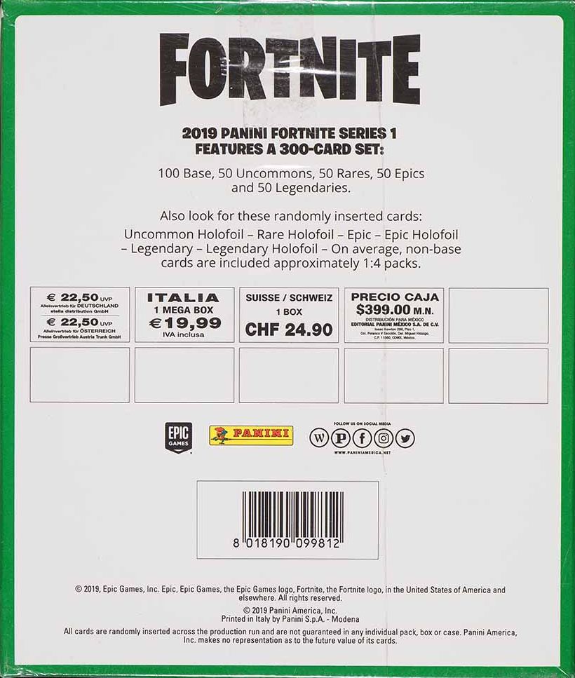 Fortnite Panini Series 1 (English Printed In Italy) Mega Box Fortnite Panini Series 1 (English Printed In Italy) Mega Box