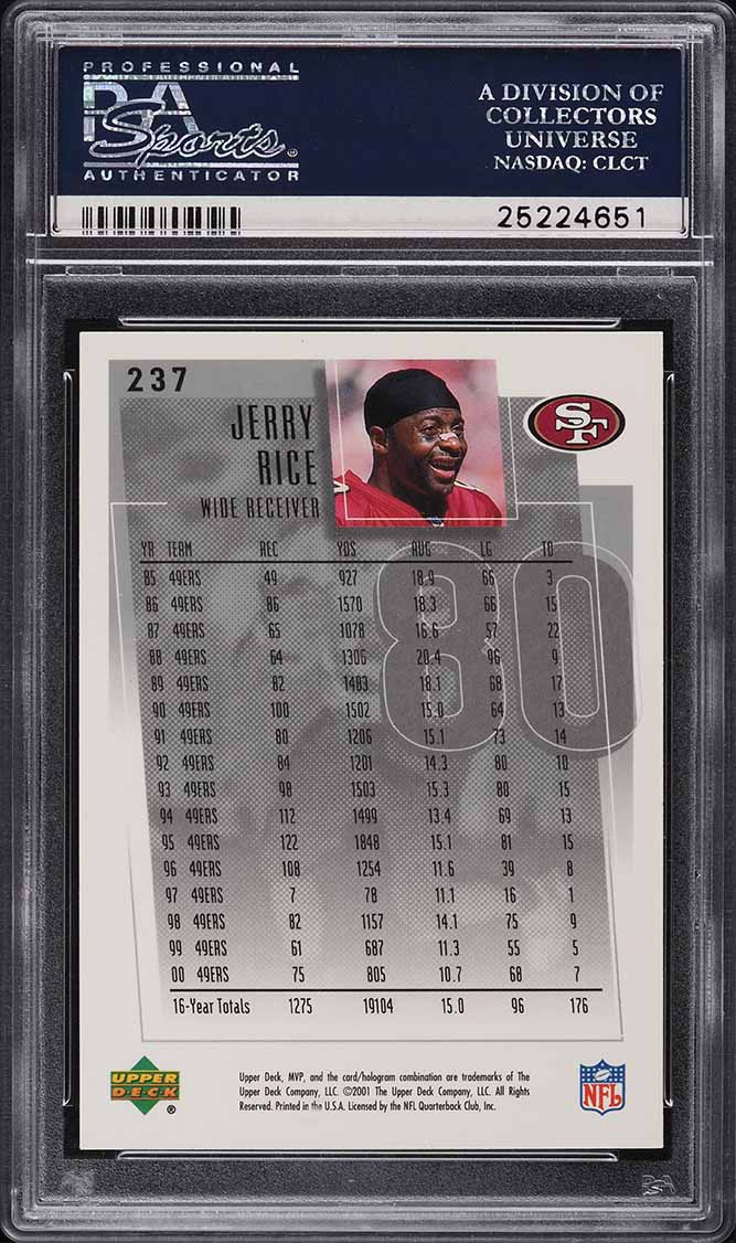 2001 Upper Deck MVP Jerry Rice #237 PSA 10 GEM MINT