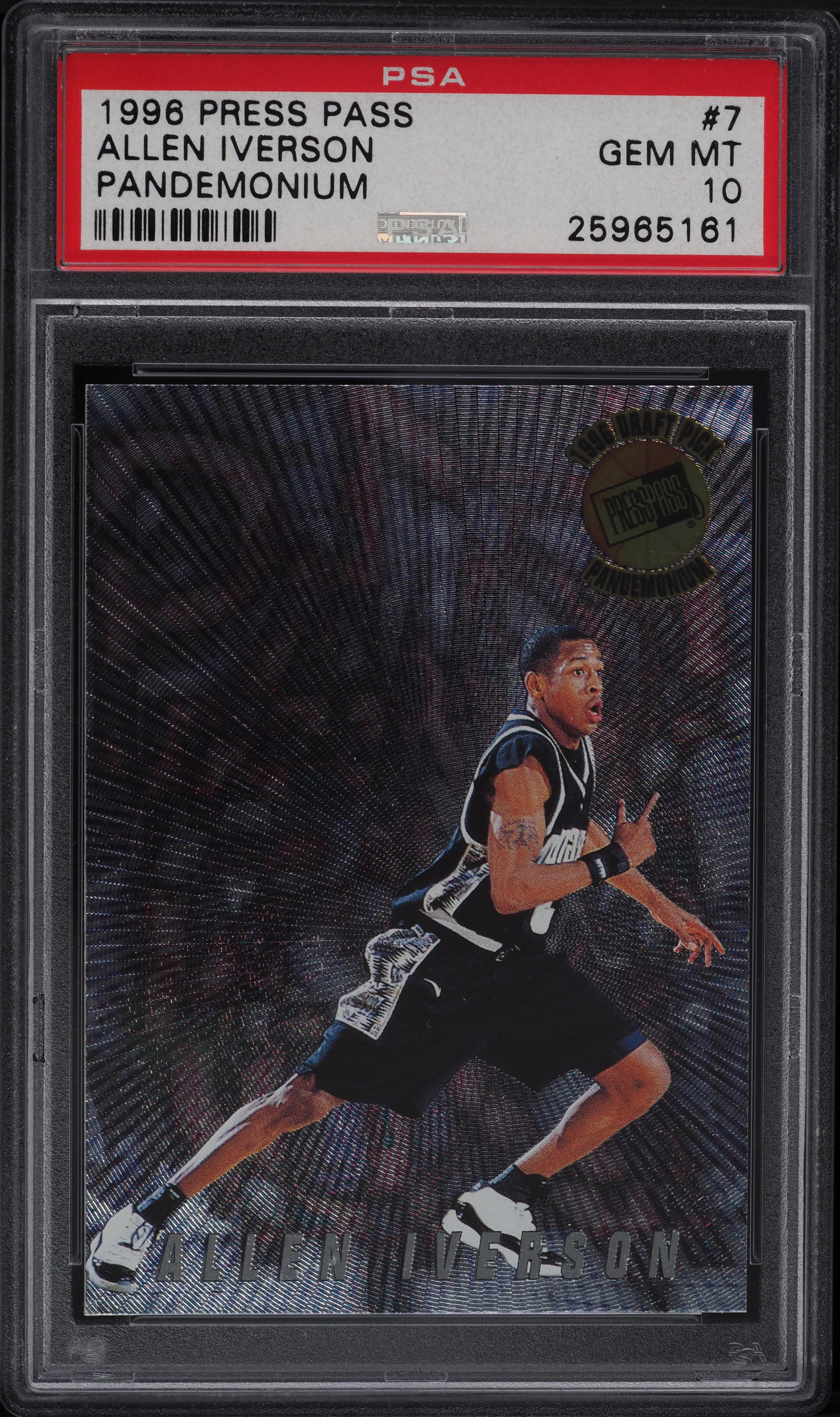 1996 Press Pass Pandemonium Allen Iverson ROOKIE #7 PSA 10 GEM 