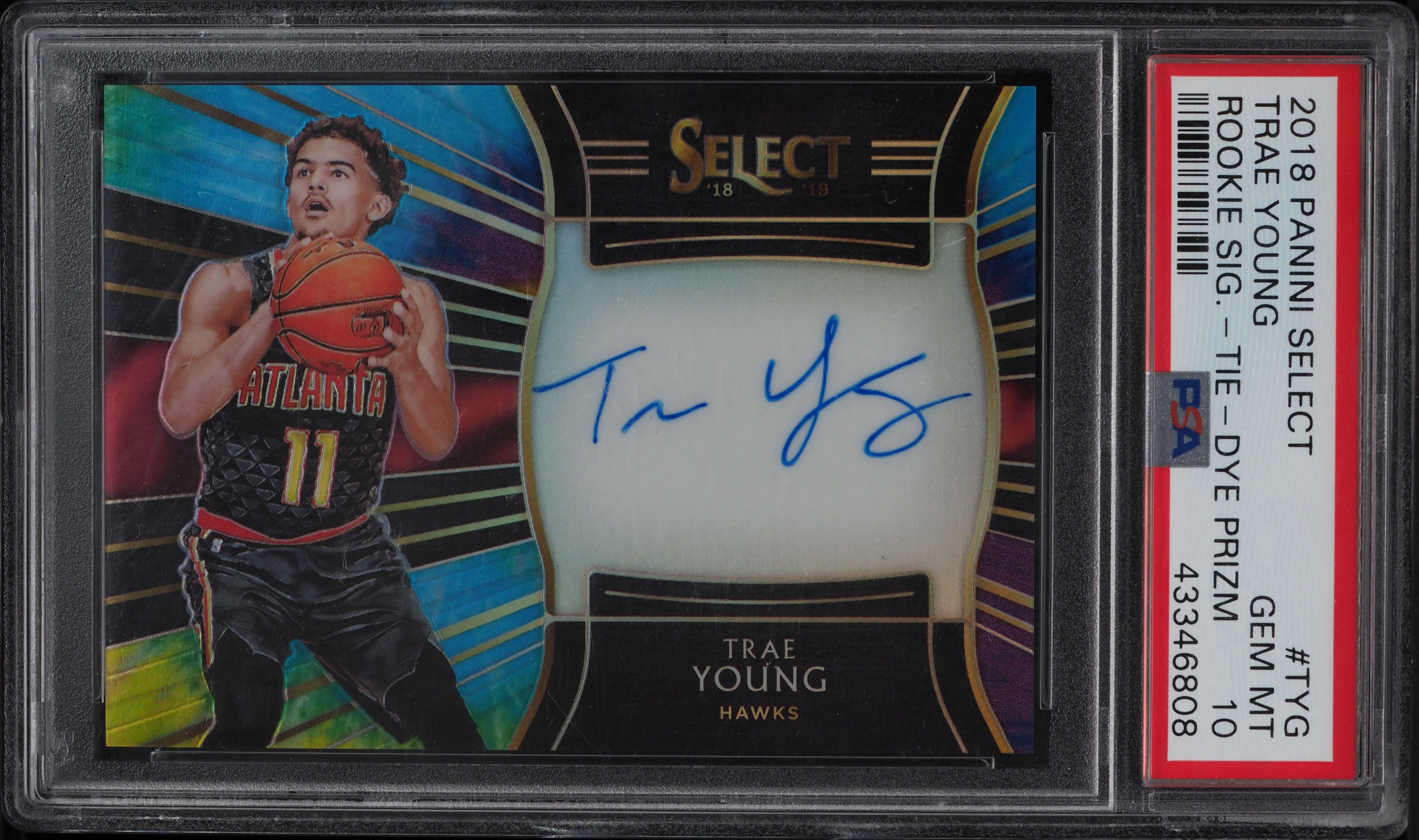 2018 Select Tie-Dye Prizm Trae Young ROOKIE RC AUTO JSY # 11/25
