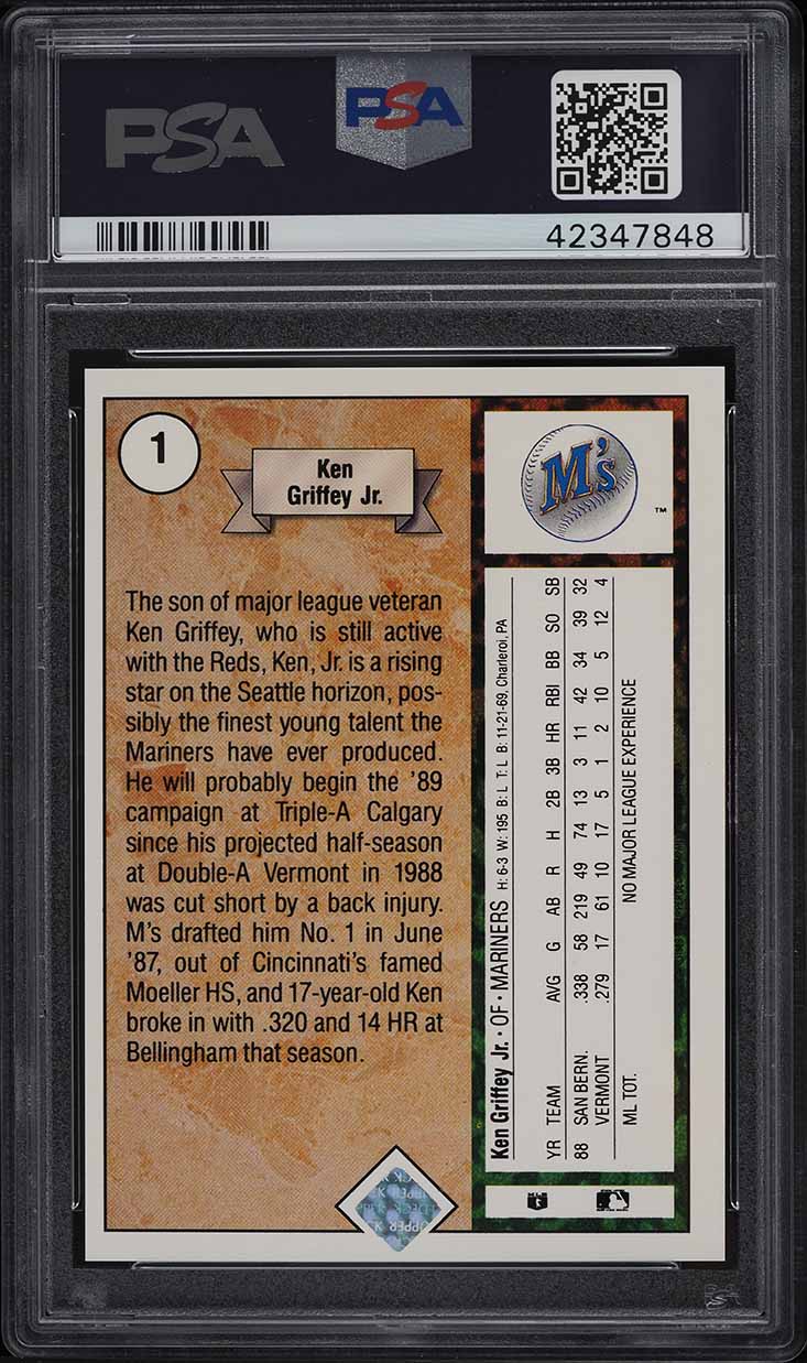 1989 Upper Deck Ken Griffey Jr. ROOKIE AUTO #1 PSA AUTH