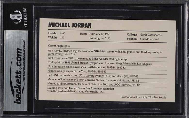 1985 Nike Promo Michael Jordan ROOKIE #2 BGS 9 MINT