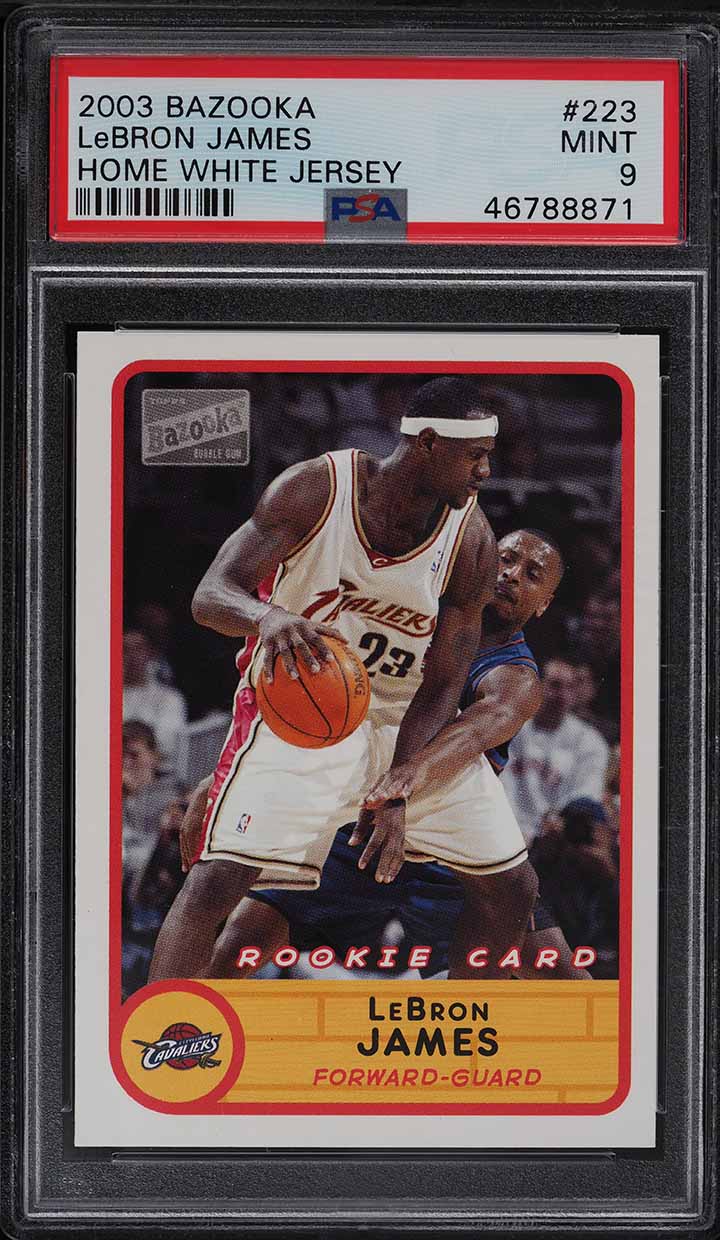 2003 Bazooka Home White Jersey LeBron James ROOKIE RC #223 PSA 9