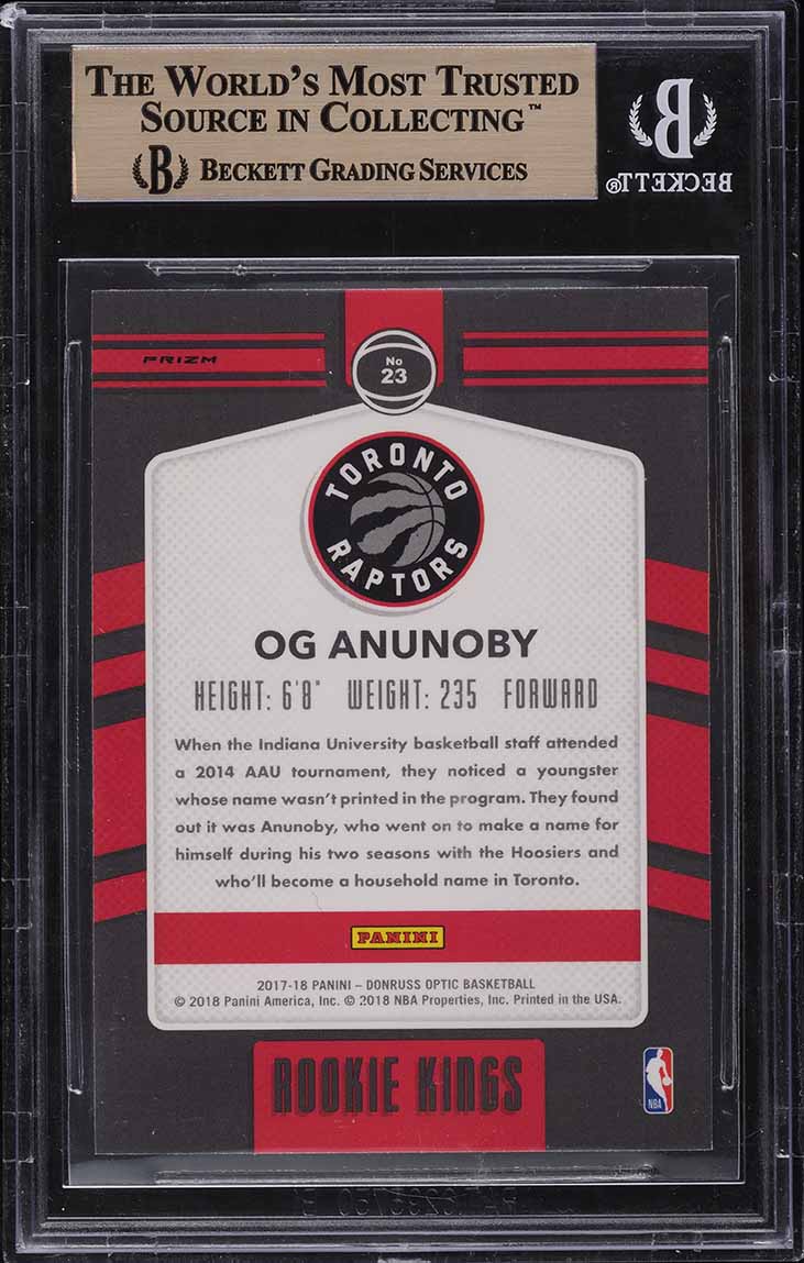 2017 Donruss Optic Rookie Kings Purple Og Anunoby ROOKIE RC #23 BGS 9.5 GEM MINT