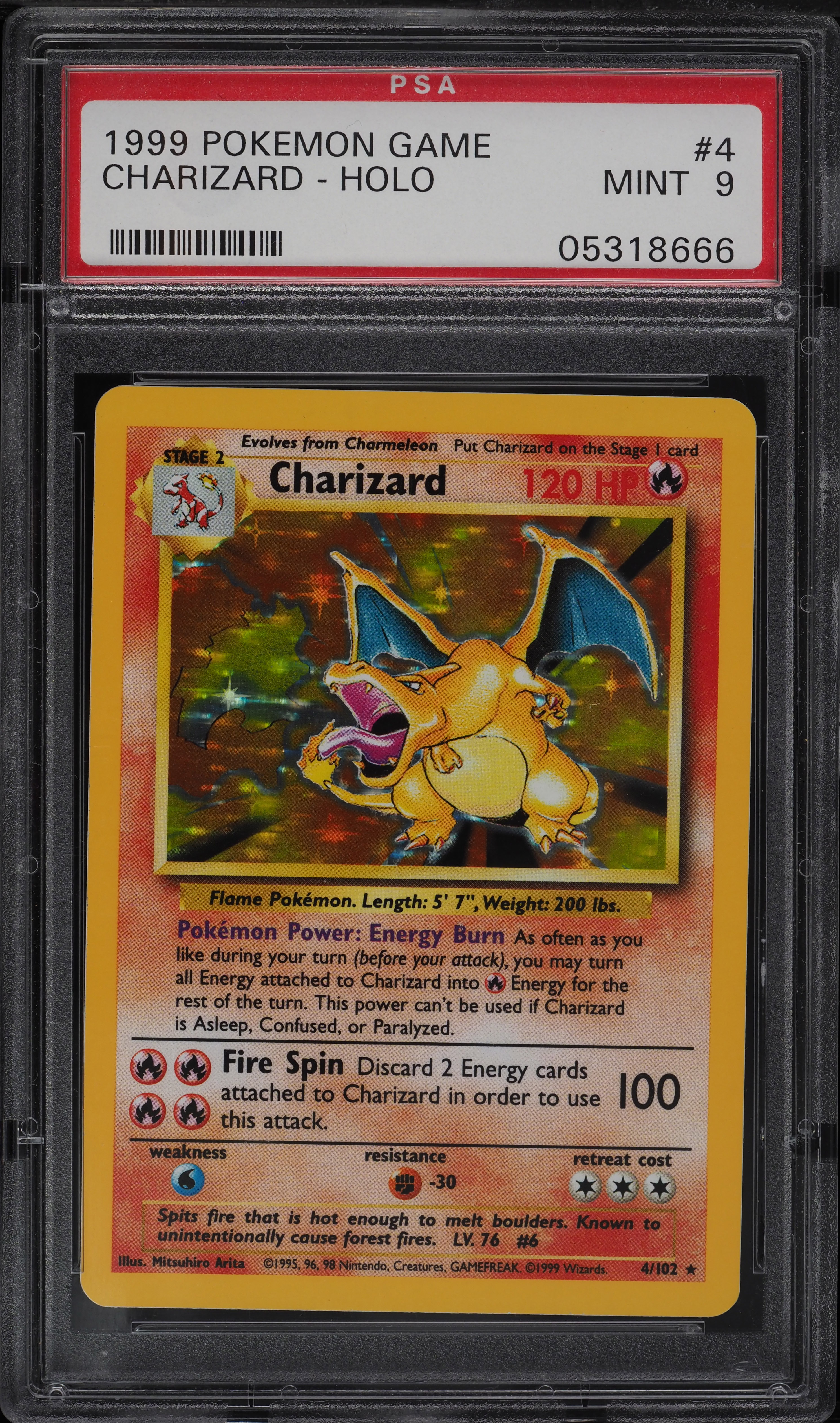 1999 Pokemon Base Set Holo Charizard #4 PSA 9 MINT on Fanatics Collect