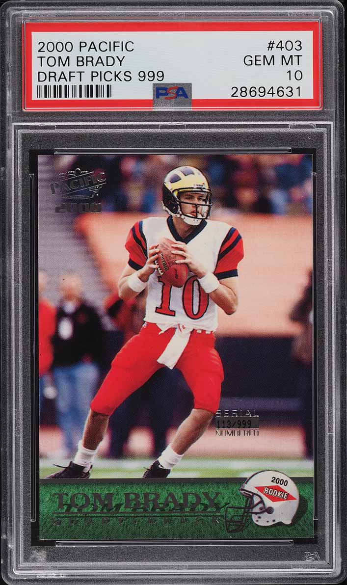 2000 pacific tom brady ルーキーカード　999枚限定 2000 Pacific Autograph Tom Brady ROOKIE AUTO #403 PSA 10 GEM MINT