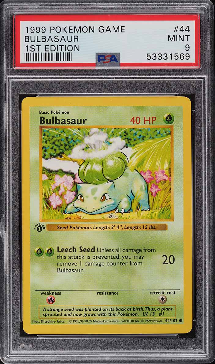 1999 Pokemon Game Bulbasaur 1st Edition #44 PSA 9 | Card Ladder