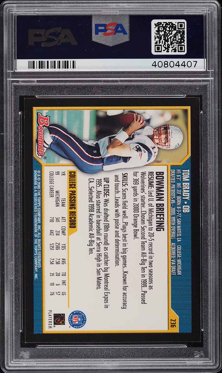 2000 Bowman Football Tom Brady ROOKIE #236 PSA 9 MINT