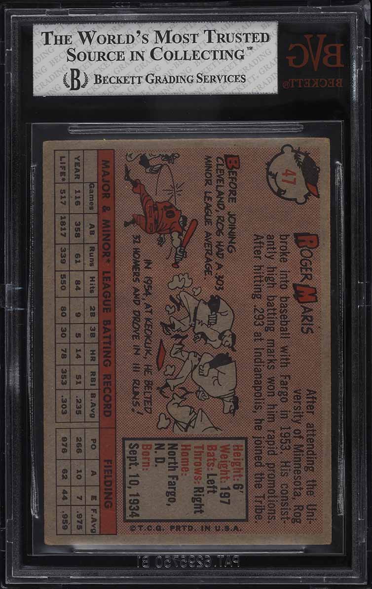 1958 Topps Roger Maris ROOKIE #47 BVG 5 EX