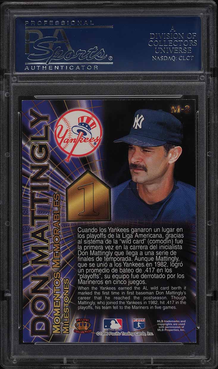 1996 Pacific Crown Milestones Don Mattingly #M-2 PSA 9 MINT