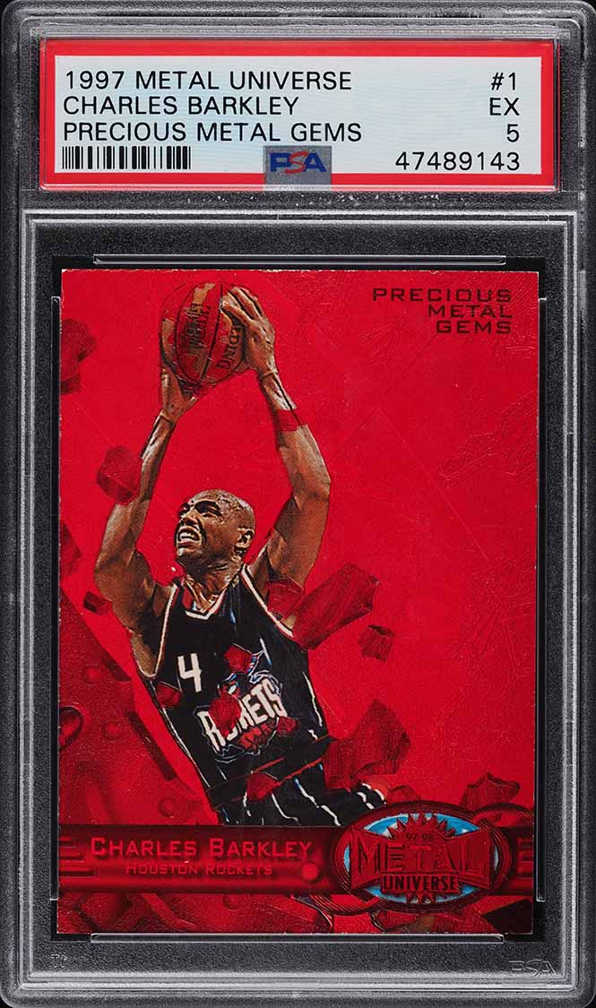 1997 Metal Universe Precious Metal Gems PMG Red Charles Barkley /100 #1 PSA 5 EX