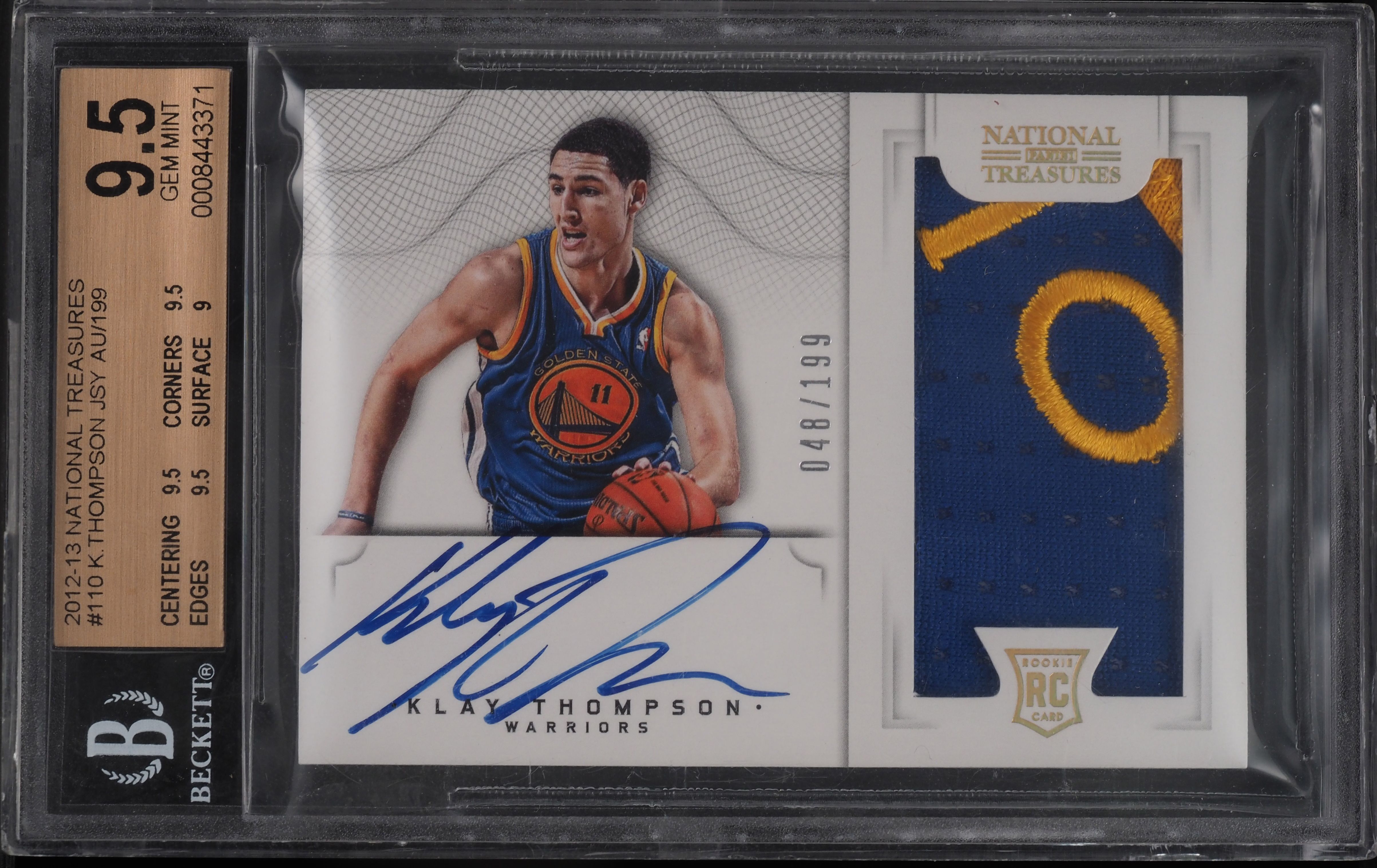 2012 National Treasures Klay Thompson ROOKIE RC PATCH AUTO /199