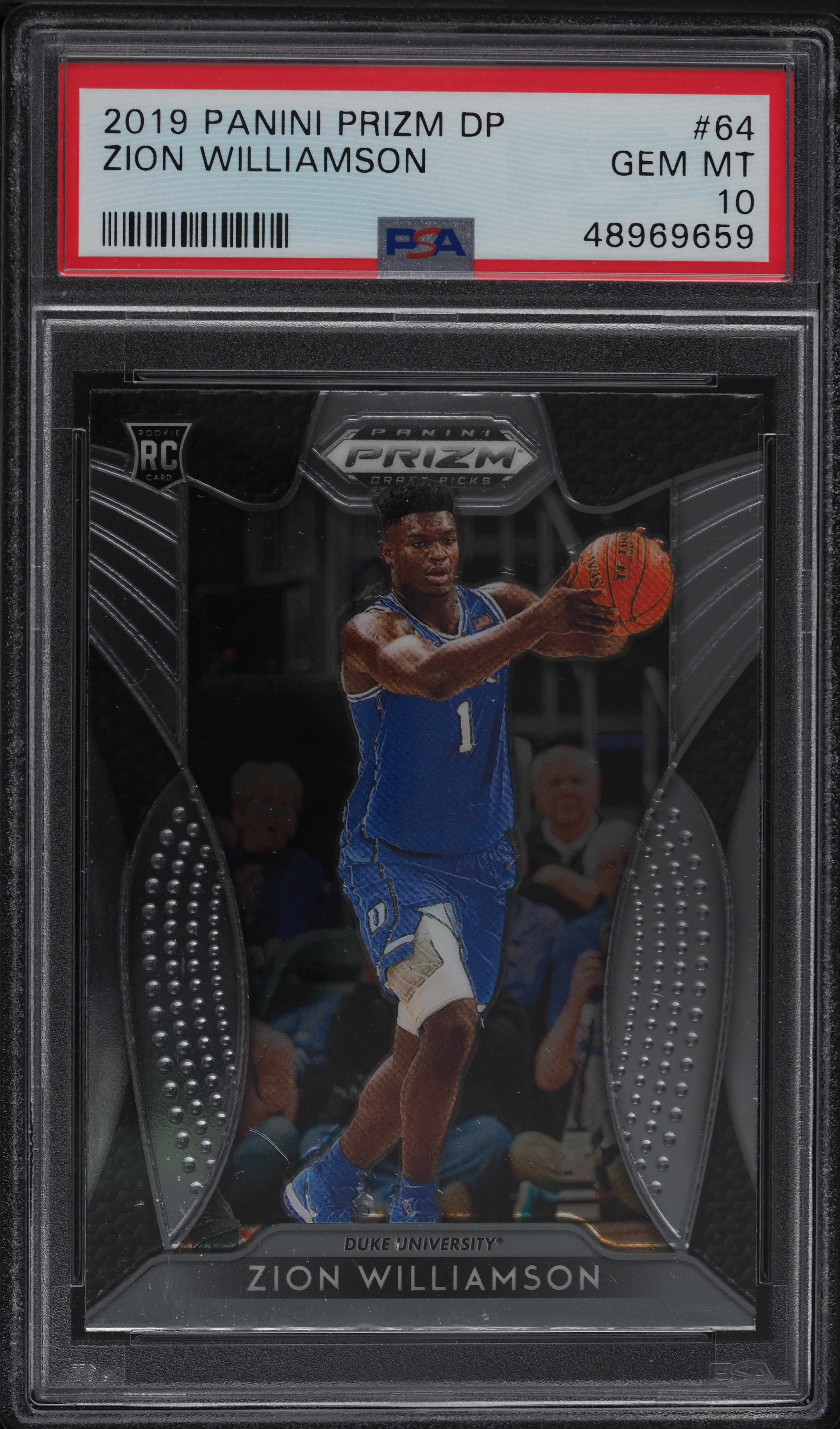 2019 Panini Prizm Draft Picks Zion Williamson ROOKIE RC #64 PSA 10