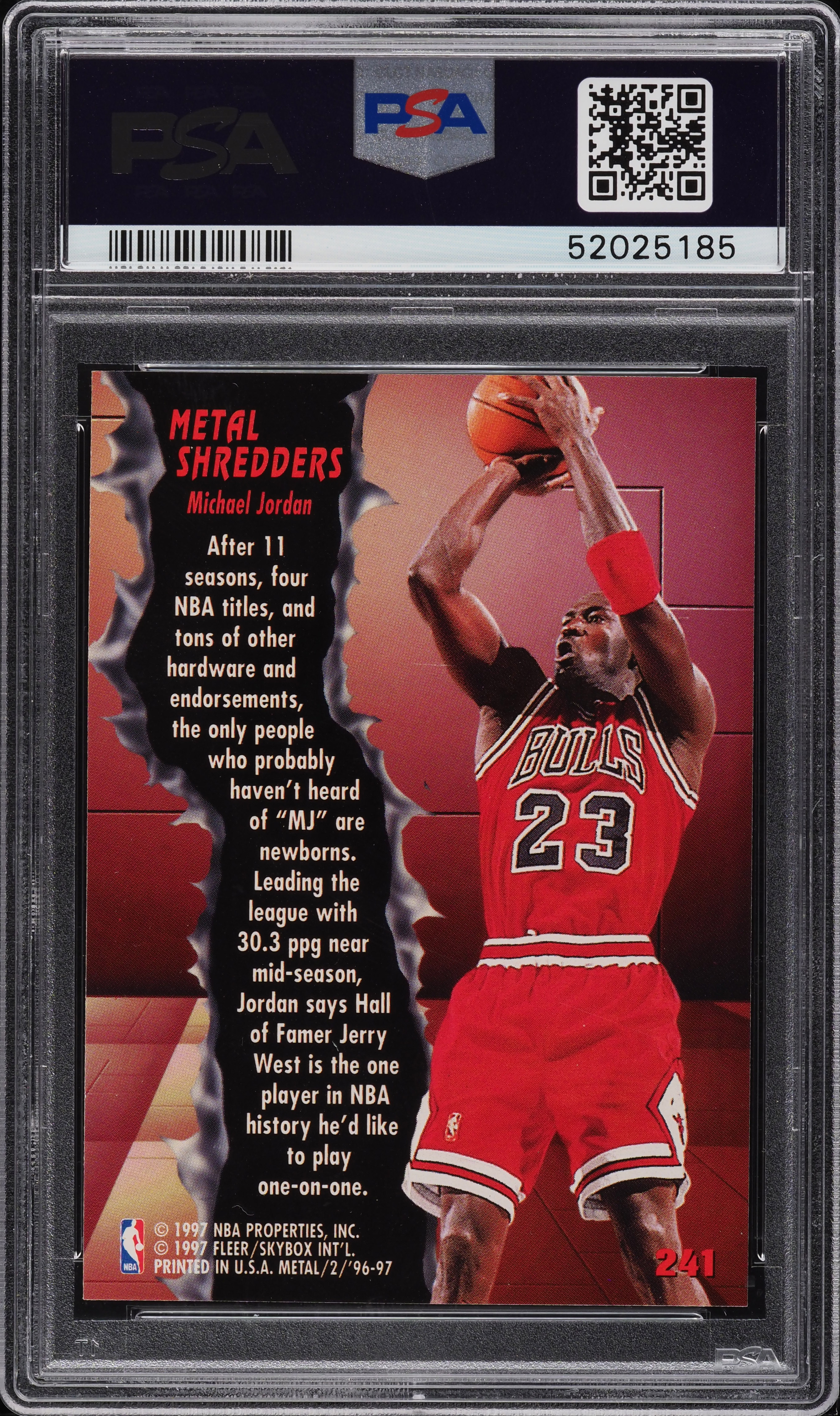 1996 Metal Shredders Michael Jordan #241 PSA 9 MINT on Fanatics