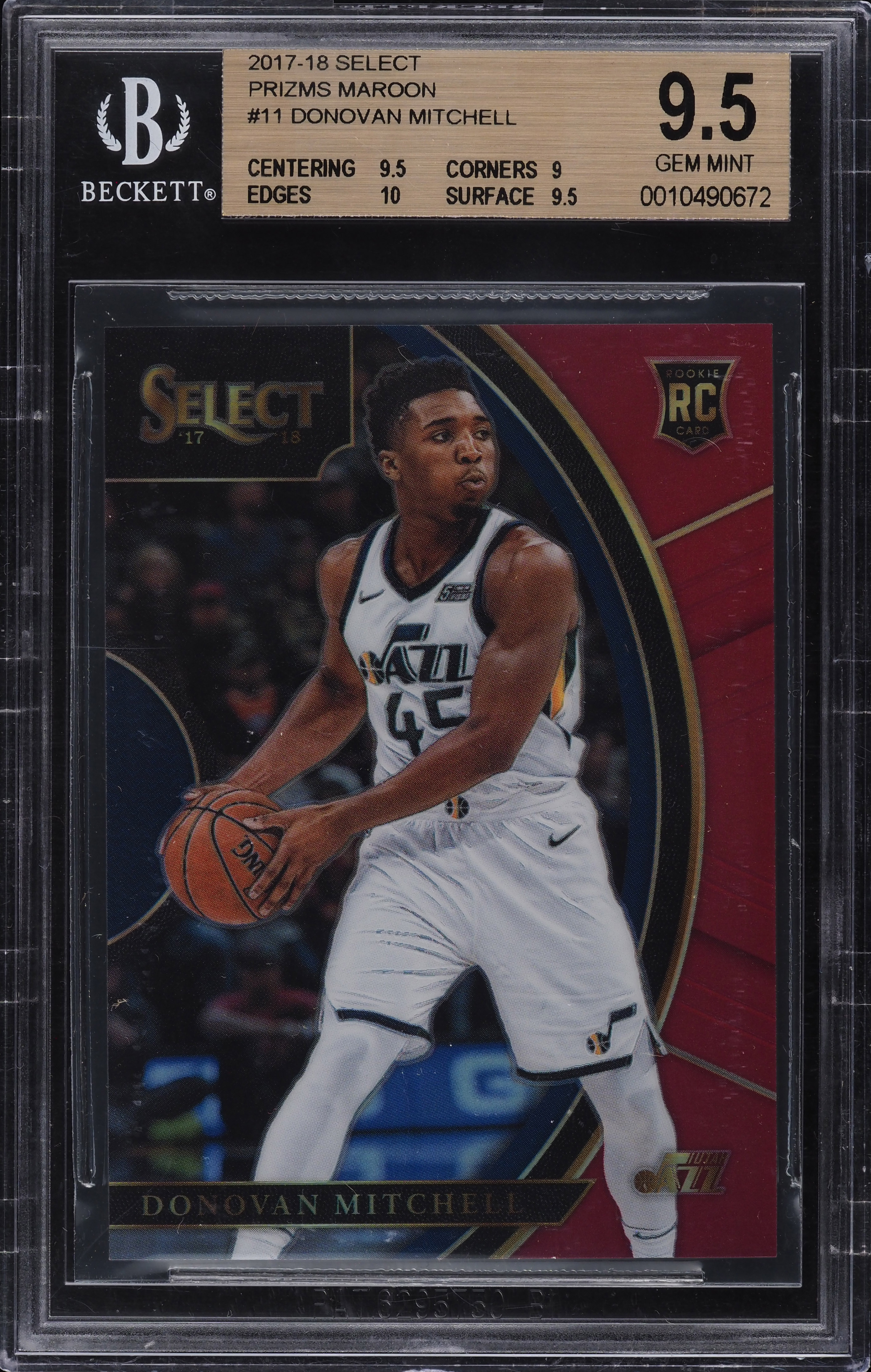 2017 Select Concourse Maroon Prizm Donovan Mitchell ROOKIE /199