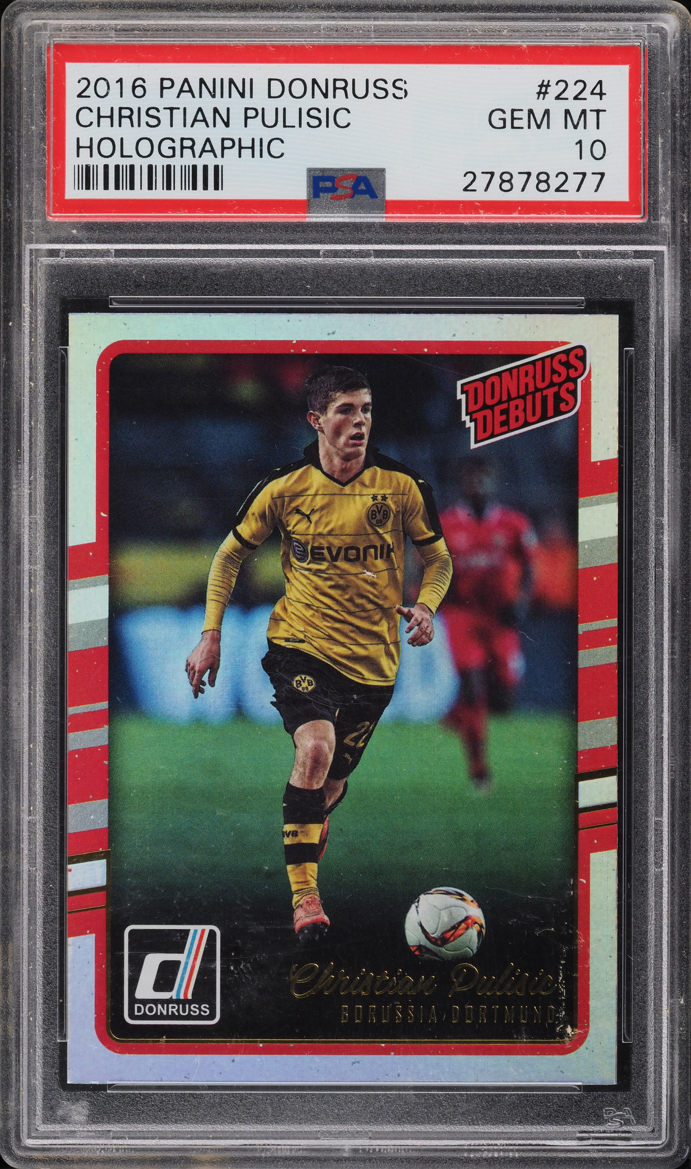 2016 Donruss Holographic Christian Pulisic ROOKIE RC #224 PSA 10