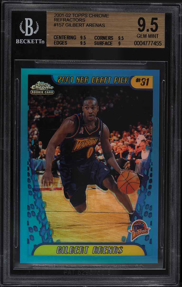 2001 Topps Chrome Refractor Gilbert Arenas ROOKIE #157 BGS 9.5 GEM MINT