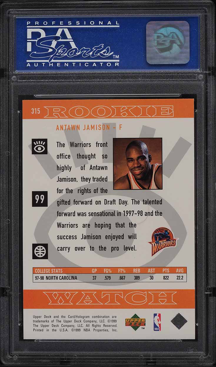 1998 Upper Deck Basketball Antawn Jamison ROOKIE #315 PSA 10 GEM MINT