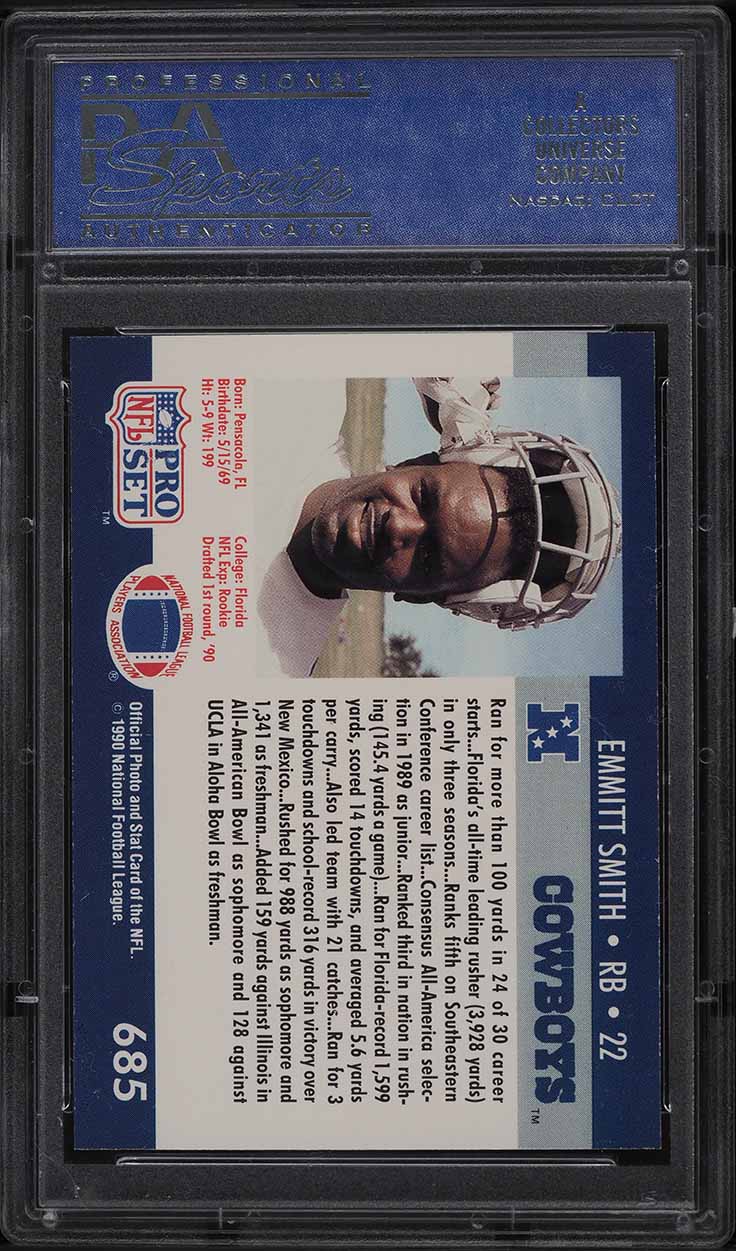 1990 Pro Set Football Emmitt Smith ROOKIE #685 PSA 10 GEM MINT