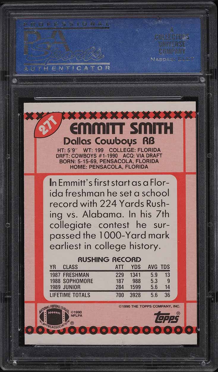 1990 Topps Traded Emmitt Smith ROOKIE #27T PSA 10 GEM MINT