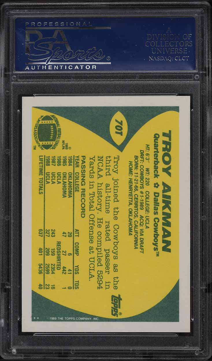 1989 Topps Traded Troy Aikman ROOKIE #70T PSA 10 GEM MINT