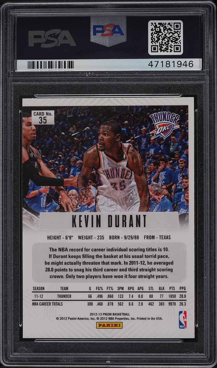 2012 Panini Prizm Kevin Durant #35 PSA 9 MINT