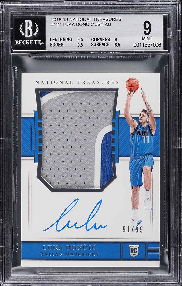 2018 National Treasures Luka Doncic ROOKIE PATCH AUTO /99 #127 BGS 9 MINT