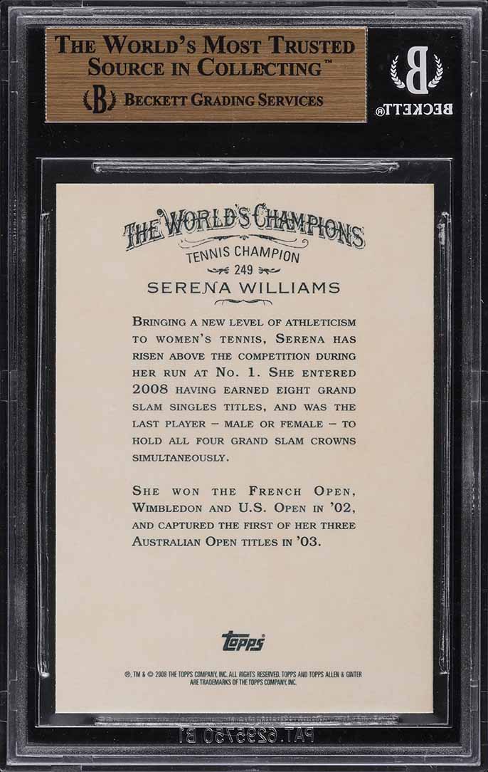 2008 Topps Allen & Ginter Serena Williams #249 BGS 10 PRISTINE