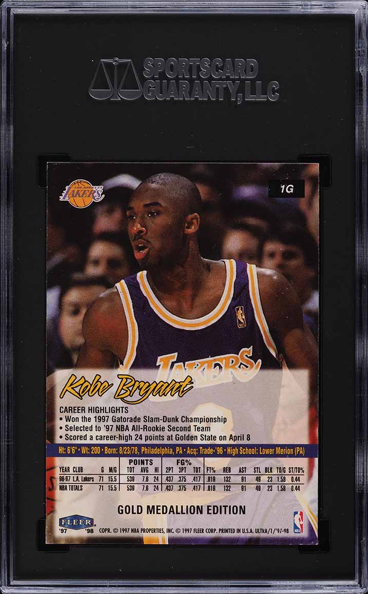 1997 Fleer Ultra Gold Medallion Kobe Bryant #1G SGC 8.5 NM-MT+