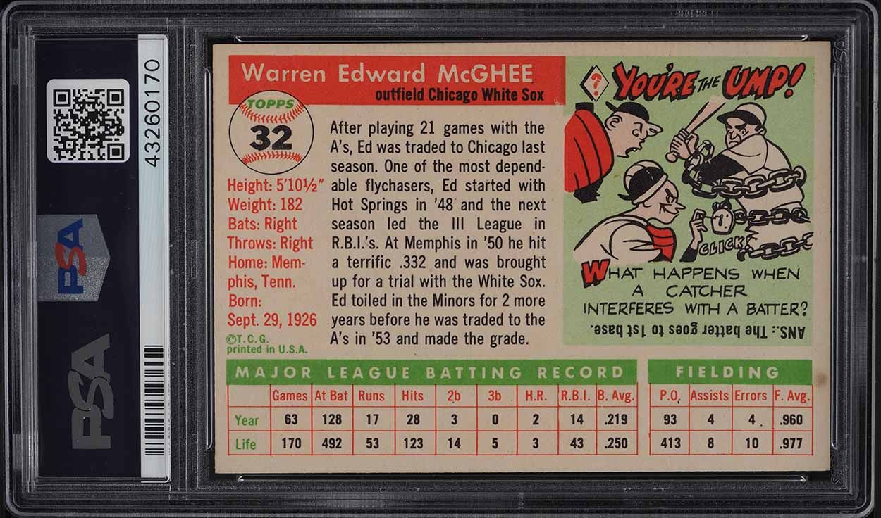 1955 Topps Ed McGhee #32 PSA 8 NM-MT
