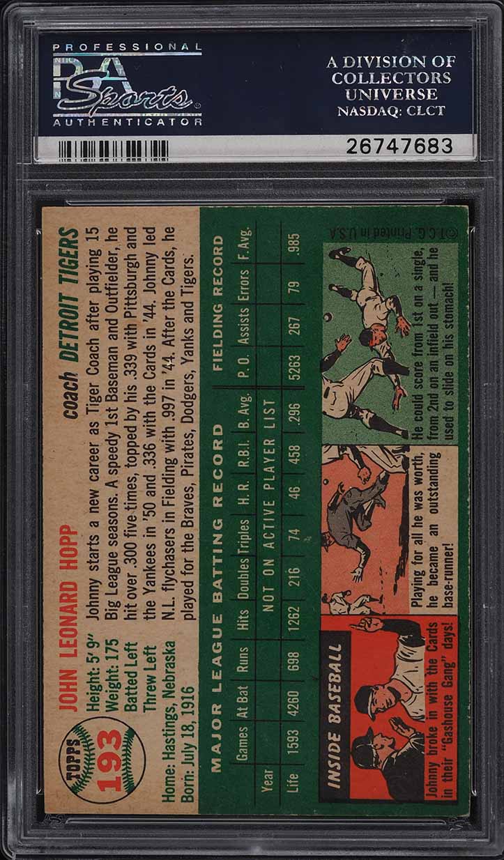 1954 Topps Johnny Hopp #193 PSA 8.5 NM-MT+