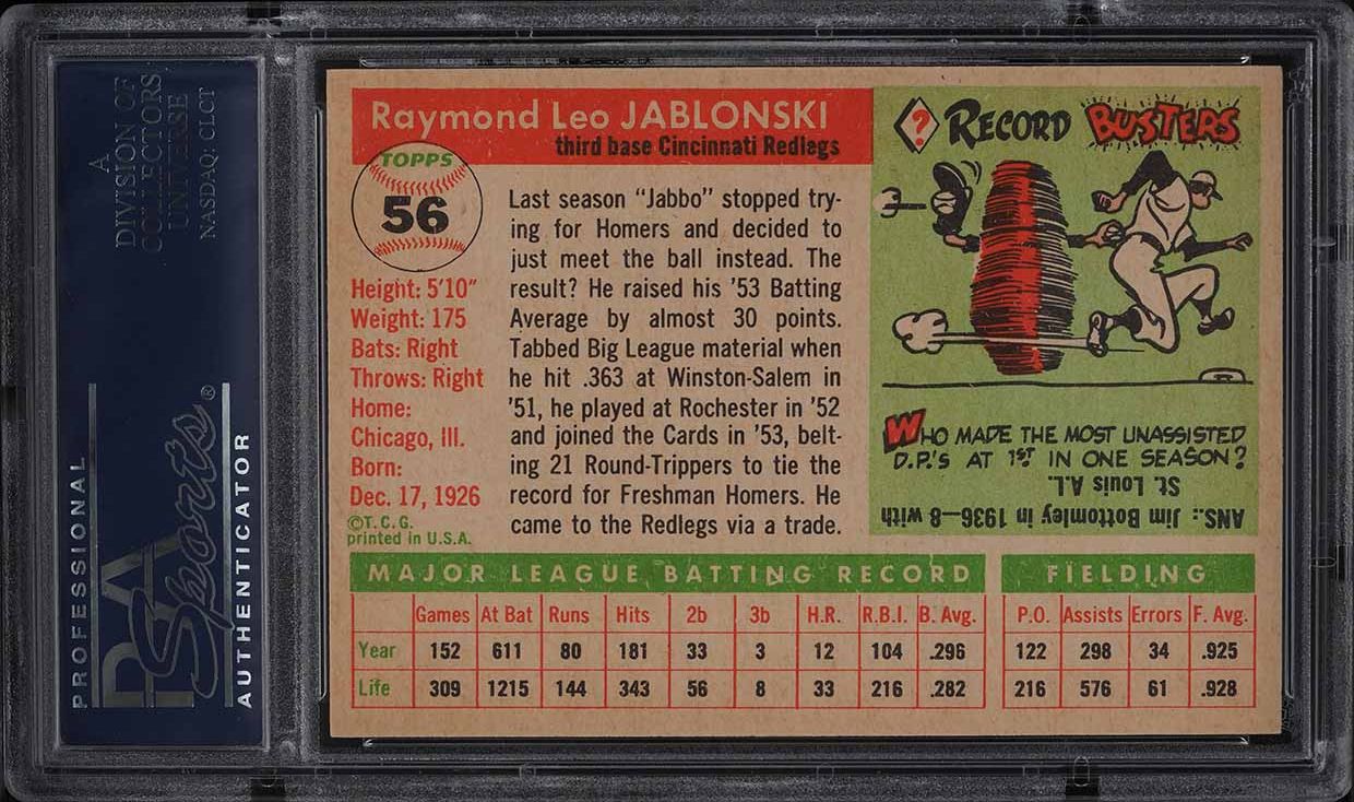 1955 Topps Ray Jablonski #56 PSA 8.5 NM-MT+
