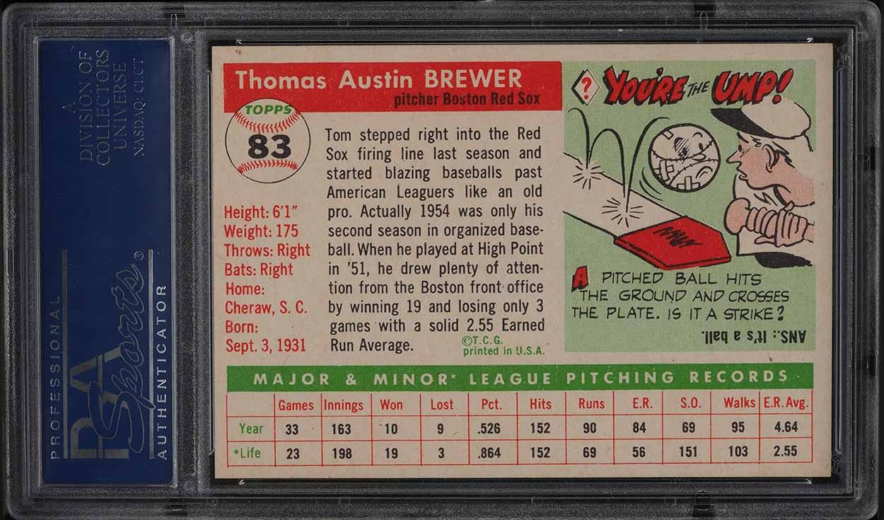1955 Topps Tom Brewer #83 PSA 8 NM-MT