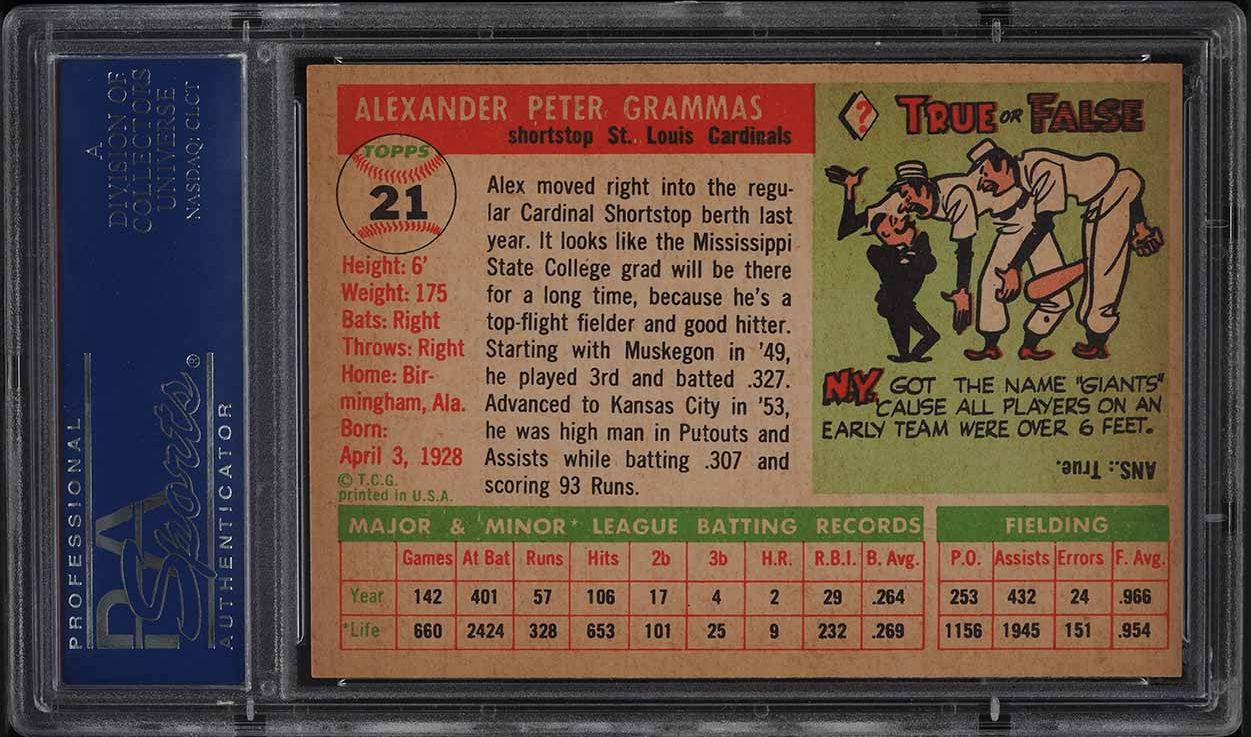 1955 Topps Alex Grammas #21 PSA 8.5 NM-MT+